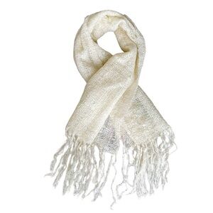 Hand Woven Cream Winter Scarf